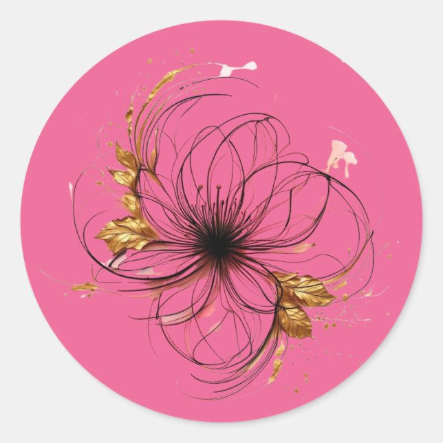Sticker Rond Elegant Watercolor Floral Art  (Devant)