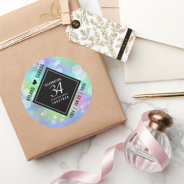Sticker Rond Élégante 34e anniversaire du Mariage Opal (Cadeaux)