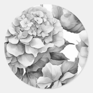 Sticker Rond Elégante aquarelle blanche grise noire