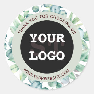 Sticker Rond Elégante aquarelle Eucalyptus Vert Noir