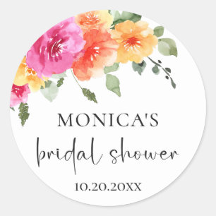 Sticker Rond Elégante aquarelle Fête des mariées Fleurs vives