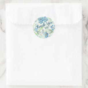 Sticker Rond Elégante aquarelle florale bleu