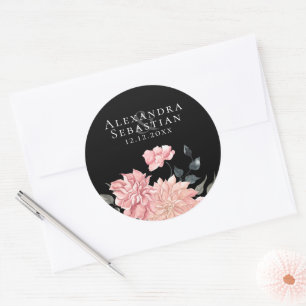 Sticker Rond Elégante Aquarelle Florale Mariage Enregistrer La
