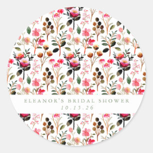 Sticker Rond Elégante aquarelle Flore verdure Mariage personnal