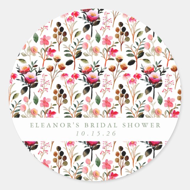 Sticker Rond Elégante aquarelle Flore verdure Mariage personnal (Devant)