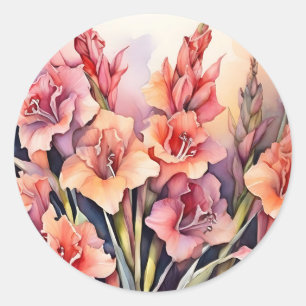 Sticker Rond Elégante aquarelle Gladiolus