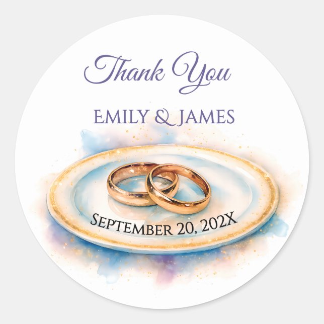 Sticker Rond Elégante aquarelle Golden Rose Mariage Cercles (Devant)