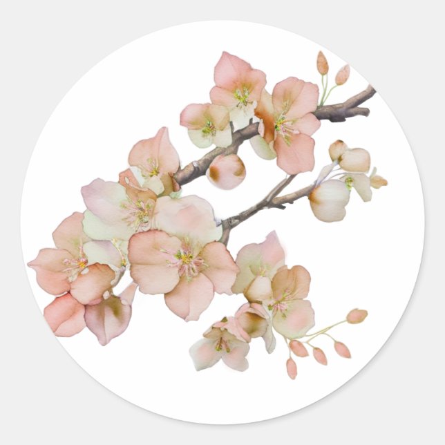Sticker Rond Elégante aquarelle orangé fleurs florales (Devant)