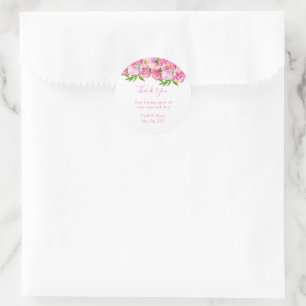 Sticker Rond Elégante aquarelle Pies roses Mariage floral