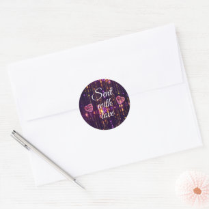 Sticker Rond Élégante Aquarelle Rouge Coeur Script mignonne Cit