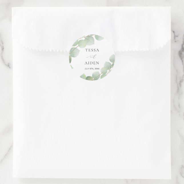 Sticker Rond Elégante aquarelle Verdure Enveloppe sceaux (Sac)