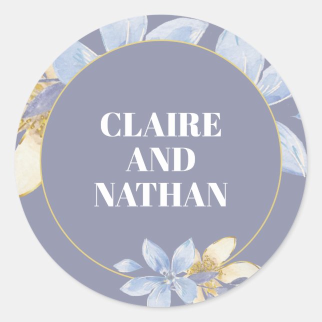 Sticker Rond Elégante aquarelle violet Dusty Floral (Devant)