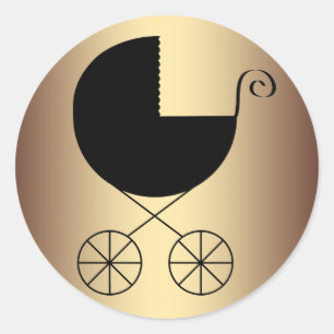 Sticker Rond Élégante Baby-Shower Noir et Or