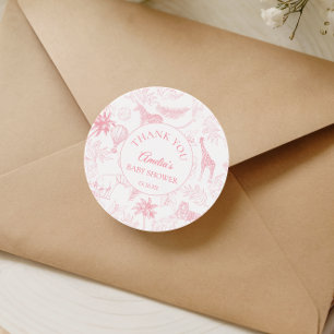 Sticker Rond Élégante Baby Shower Safari Animaux de la Jungle R