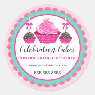 Sticker Rond Élégante Bannière crêpon rose pâtisserie
