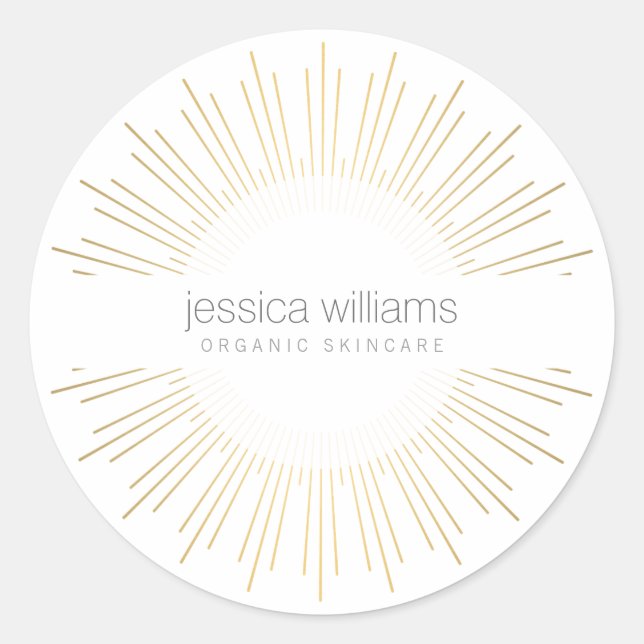 Sticker Rond Elégante Beauté Gold Sunburst (Devant)
