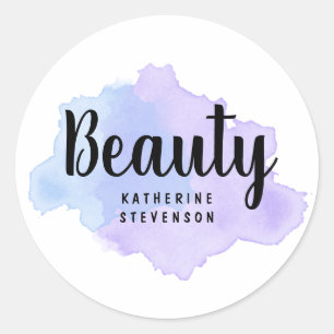 Sticker Rond Elégante beauté moderne violette & bleu aquarelle