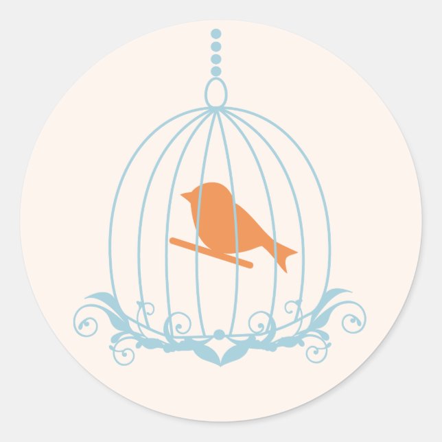 Sticker Rond Élégante cage à oiseaux (Devant)