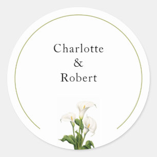 Sticker Rond Elégante Calla Lily Personnalisée