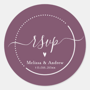 Sticker Rond Élégante calligraphie - Mariage Bourgogne RSVP
