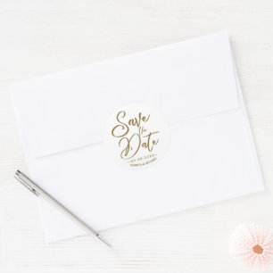 Sticker Rond Élégante Calligraphie Mariage Économisez La Date O