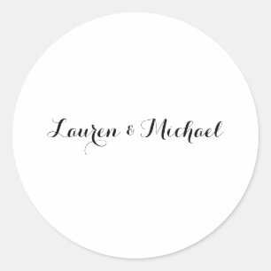 Sticker Rond Élégante calligraphie minimaliste mariage noir bla