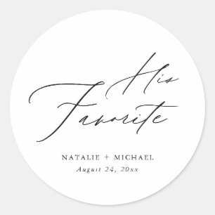 Sticker Rond Élégante calligraphie Son Mariage Préféré Faveur