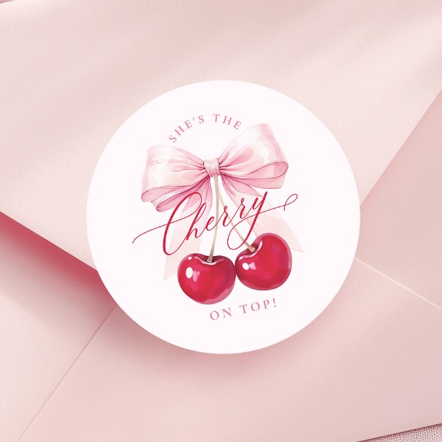 Sticker Rond Elégante cerise sur la Fête des mariées supérieure (Créateur téléchargé)