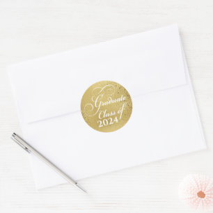 Sticker Rond Élégante Classe d'or de 2024 Merci