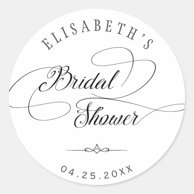 Sticker Rond Elégante classe tourbillons calligraphie nuptiale  (Devant)