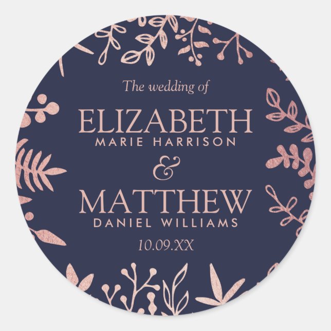 Sticker Rond Elégante collection de Mariages floraux Roses et m (Devant)