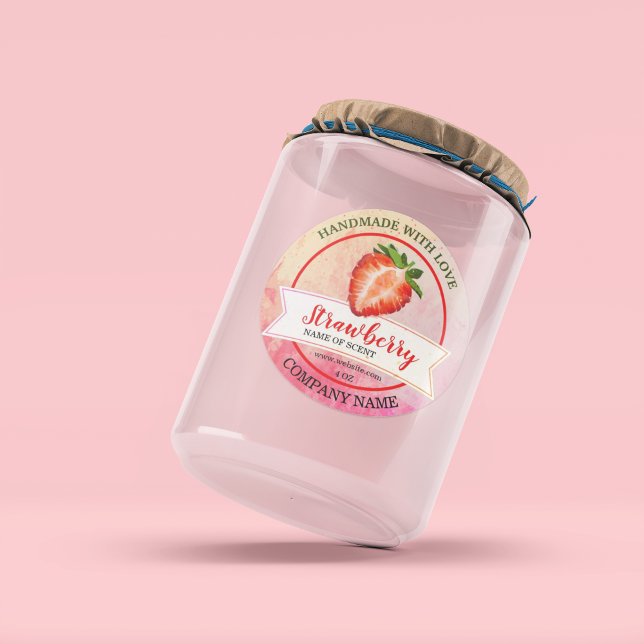 Sticker Rond Elégante confiture de fraise à l'aquarelle Classic (Créateur téléchargé)