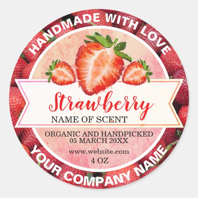 Sticker Rond Élégante confiture de fraises (Devant)
