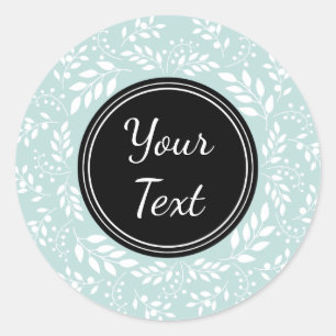 Sticker Rond Élégante couronne bleu clair Texte personnalisé