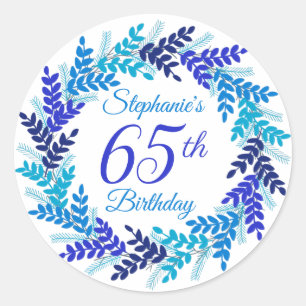 Sticker Rond Élégante couronne bleue 65e anniversaire