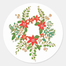 Sticker Rond Élégante couronne de Noël