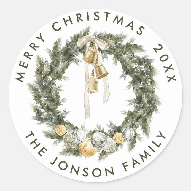Sticker Rond Élégante couronne de Noël bohème (Devant)