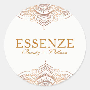 Sticker Rond Elégante dentelle ornée Rose-or