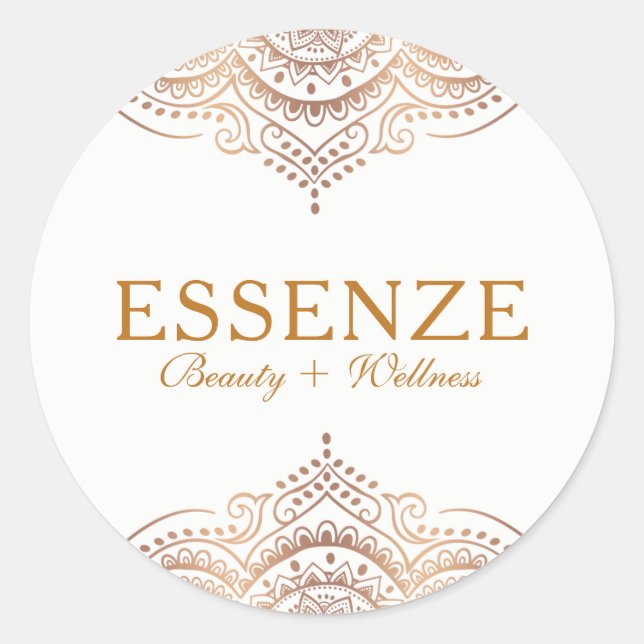 Sticker Rond Elégante dentelle ornée Rose-or (Devant)