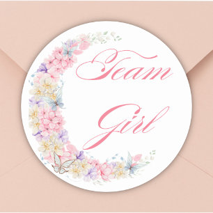 Sticker Rond élégante équipe de lune rose florale fille baby sh