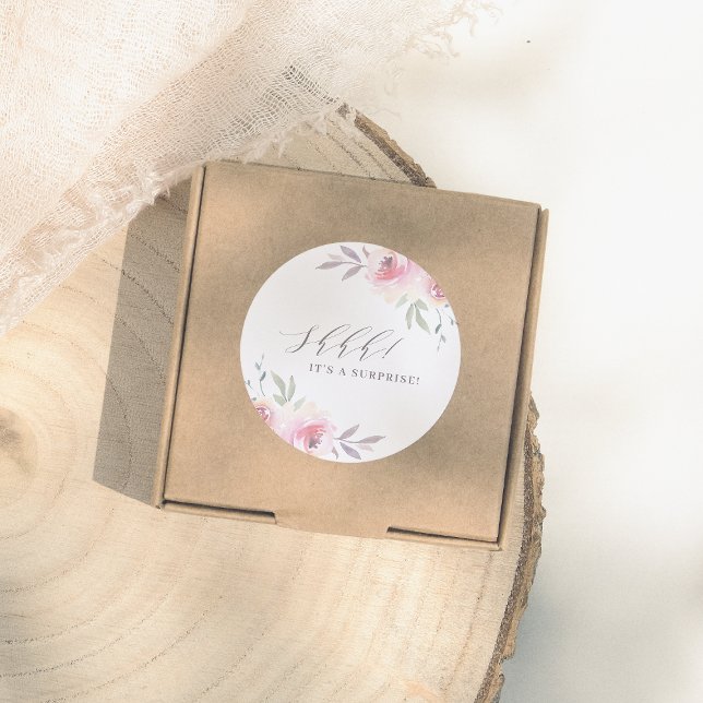 Sticker Rond Élégante fête d'anniversaire de la Surprise floral (Créateur téléchargé)