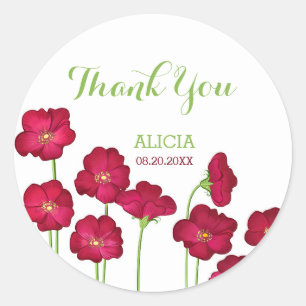 Sticker Rond Élégante fête d'anniversaire du Fleur sauvage Red