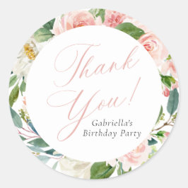 Sticker Rond Élégante fête d'anniversaire rose pâle rose