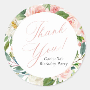 Sticker Rond Élégante fête d'anniversaire rose pâle rose