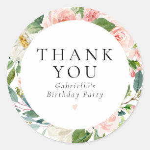 Sticker Rond Élégante fête d'anniversaire rose pâle rose