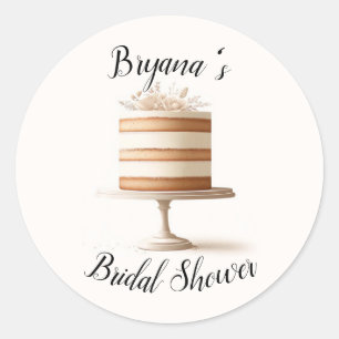 Sticker Rond Élégante Fête des mariées de gâteau floral blanc d