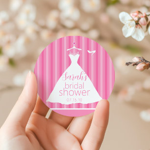 Sticker Rond Élégante Fête des mariées Mariage rose