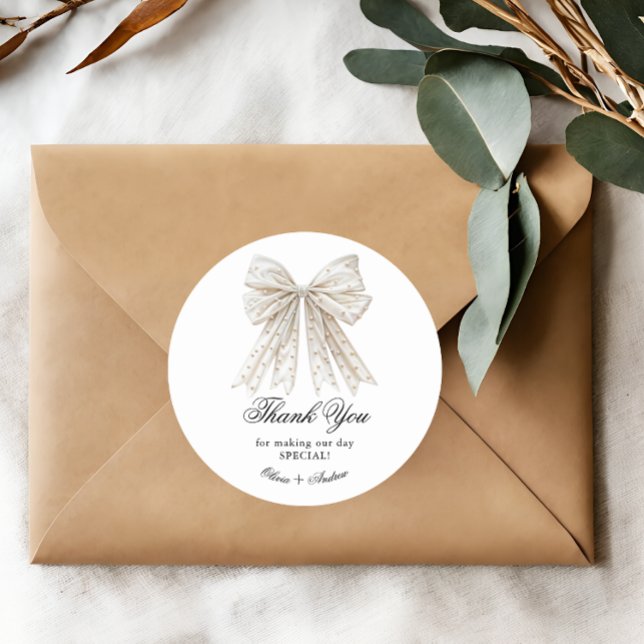 Sticker Rond Elégante Fête des mariées Perles Bow (Créateur téléchargé)