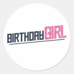 Sticker Rond Élégante fille d'anniversaire