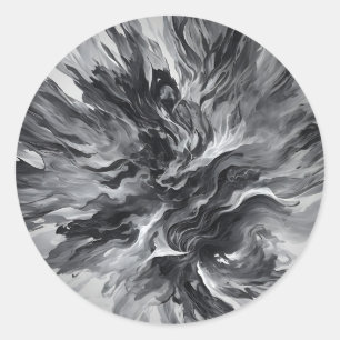 Sticker Rond Élégante flamme Abstraite et fumée